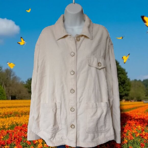 NEW!!!! AMERICAN EAGLE CREAM CORDUROY SHACKET / SHIRT JACKET - SIZE XL - Picture 3 of 8